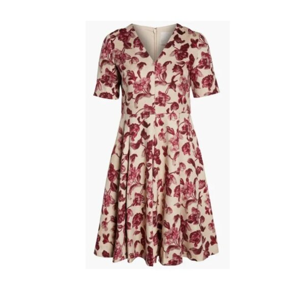 Gal Meets Glam NWT New Edith City Crepe Fit & Flare Roses Dress Sz 2P - Picture 11 of 12